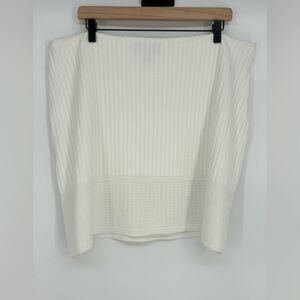 St. John White Ribbed Stretchy Mini Skirt Side Zip- Women's Size 16